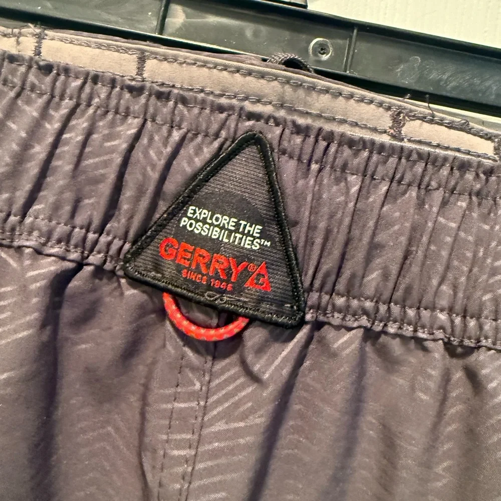 🩳🌺🔥 Gerry Men’s Swim Trunks XL Black Geometric Quick Dry Drawstring Shorts